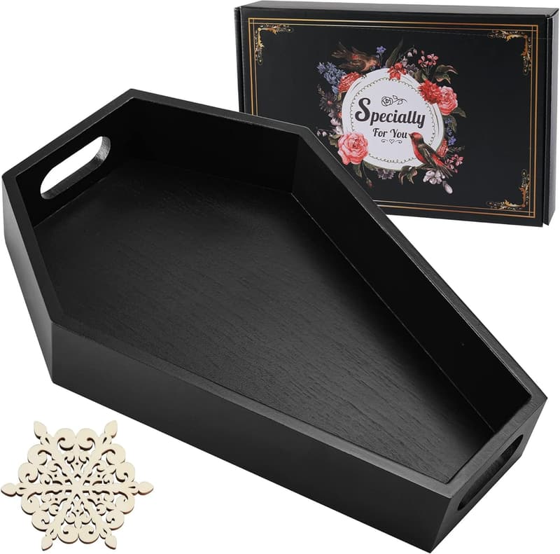 Halloween Coffin Tray - Spooky Black Goth Decor