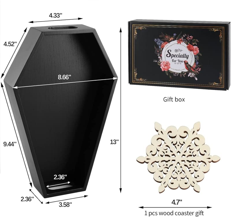 Halloween Coffin Tray - Spooky Black Goth Decor