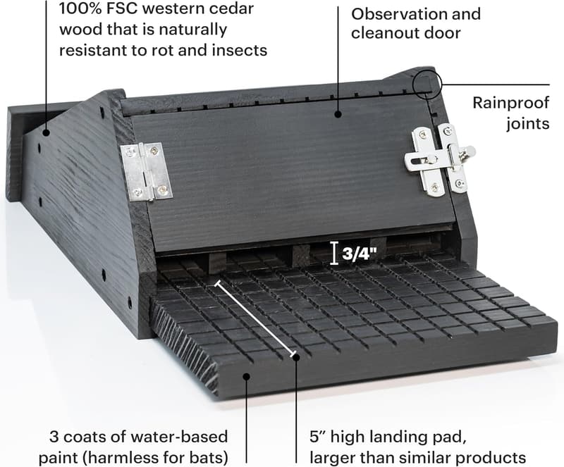 Outdoor Cedar Bat House - 4-Chamber Mosquito Control Box