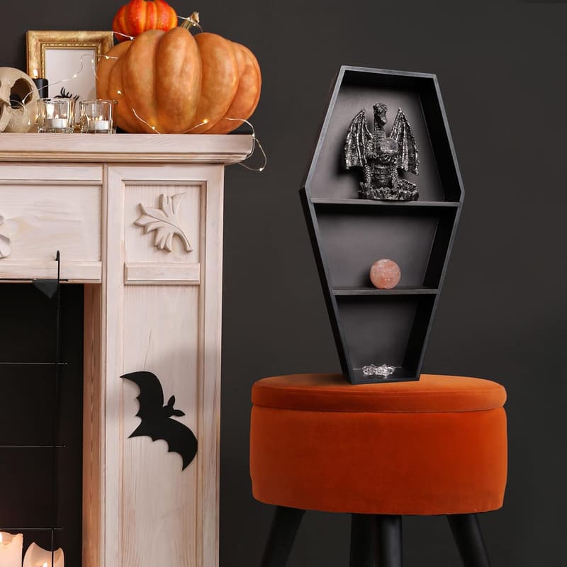 Extra Large Gothic Coffin Bookshelf with Removable Shelves