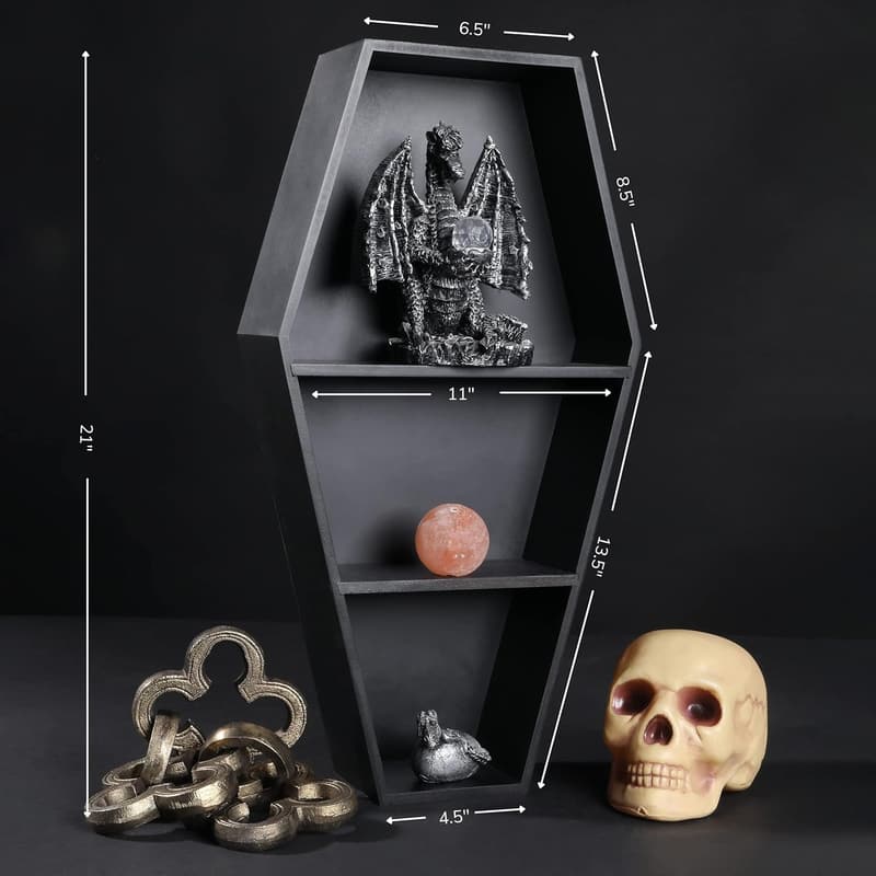 Extra Large Gothic Coffin Bookshelf with Removable Shelves