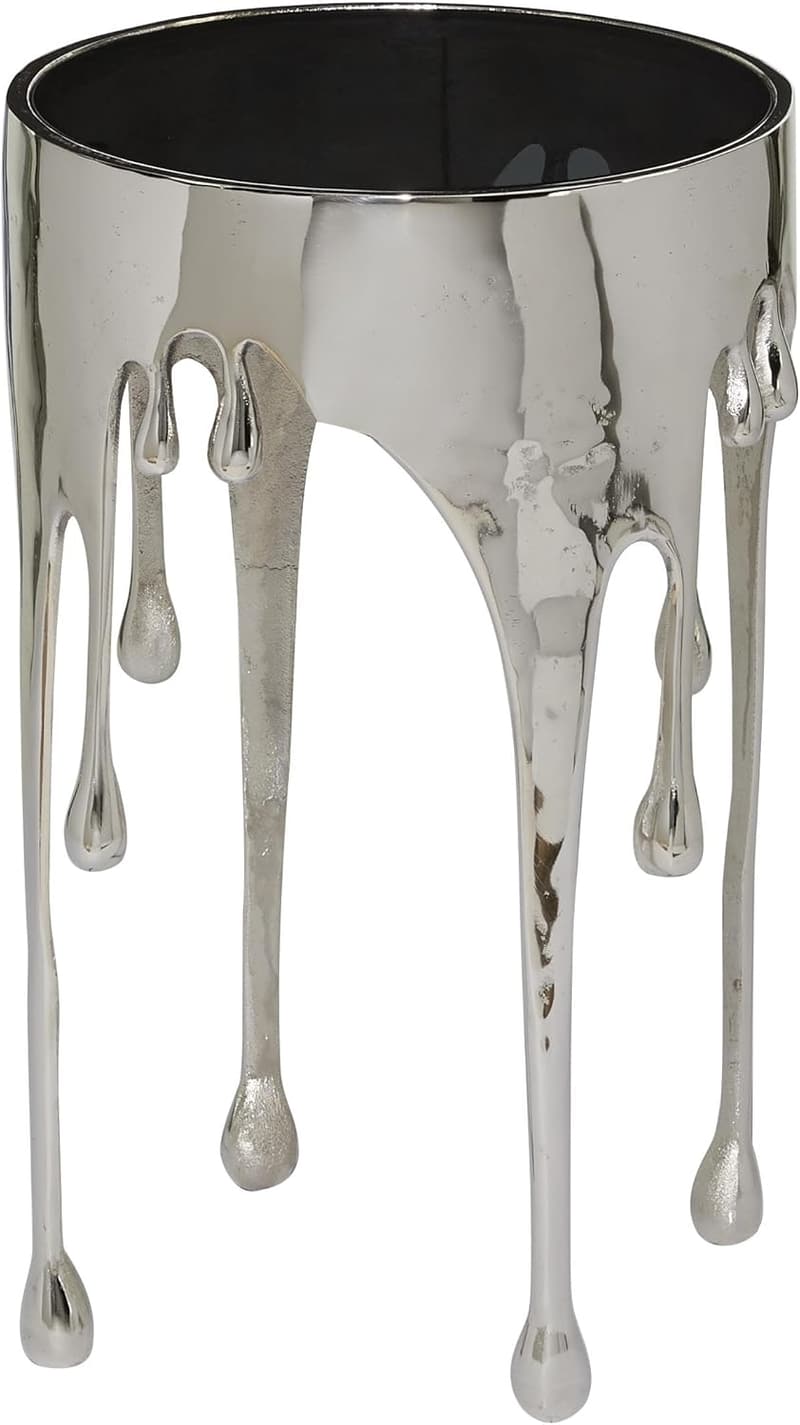 Melting Design Aluminum Accent Table with Shaded Glass Top