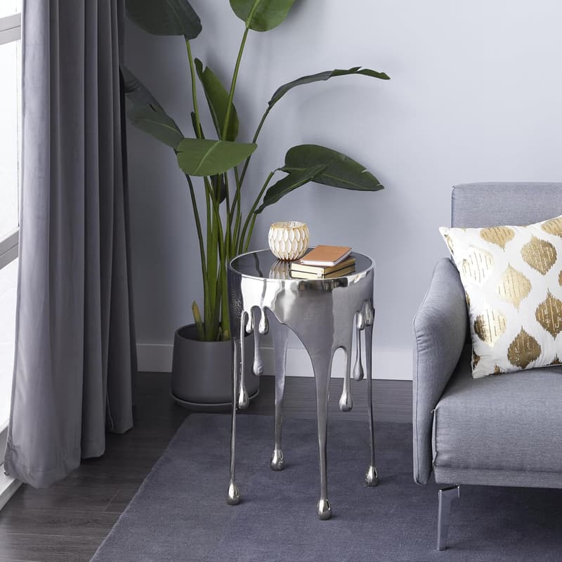 Melting Design Aluminum Accent Table with Shaded Glass Top