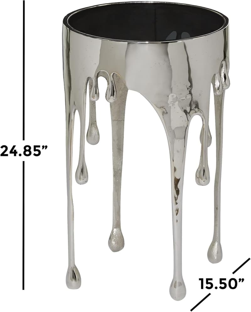 Melting Design Aluminum Accent Table with Shaded Glass Top