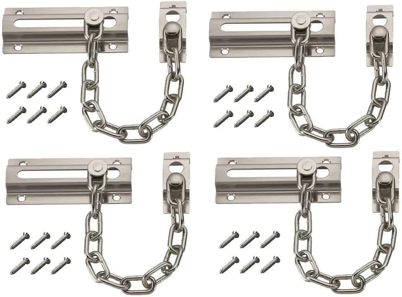 4PCS Burglarproof Door Chain Locks - Steel Security Latches