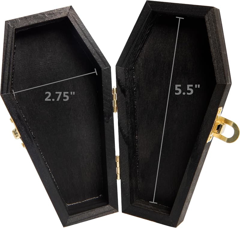 Halloween Mini Black Wood Coffins - Fillable Caskets for Decor (2 Pack)