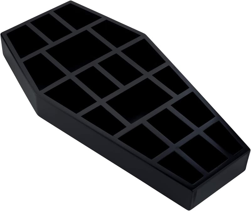 Gothic Curio Coffin Shelf for Spooky Home Decor - Black