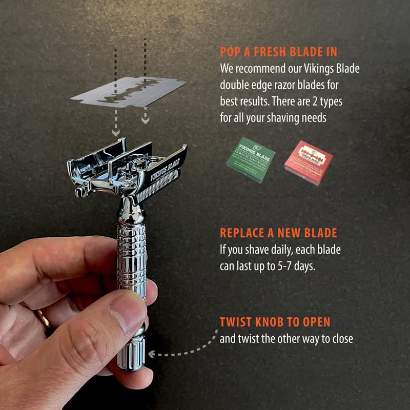 VIKINGS BLADE Chieftain Double Edge Safety Razor for Men