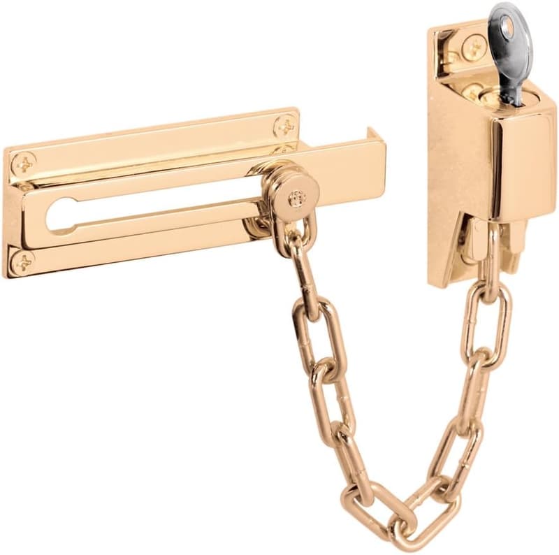 3-1/4 In. Keyed Chain Door Guard - Steel & Brass Finish
