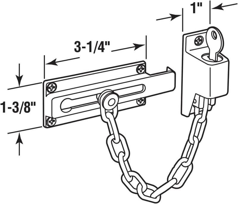 3-1/4 In. Keyed Chain Door Guard - Steel & Brass Finish
