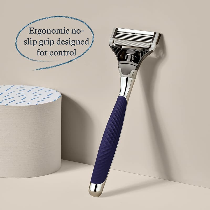 Men's Chrome Shaving Kit with Razor Handle & 3 Blade Refills