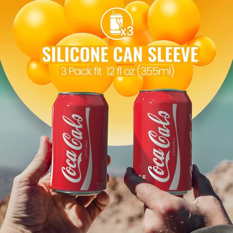 Silicone Can Sleeve Set for Beer - 3 Pack, 12 oz, Red