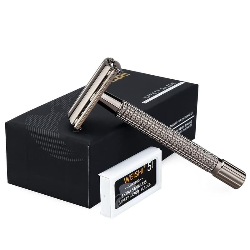 Double Edge Safety Razor with Long Nostalgic Handle