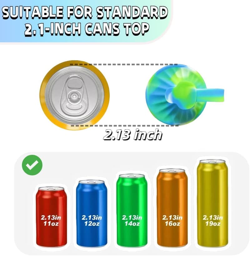 Silicone Soda Can Covers with Straws - 4 Pack, BPA-Free