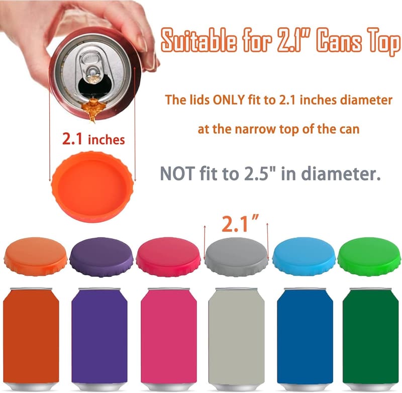 6-Pack Silicone Can Lids - Spill-Proof Beverage Covers