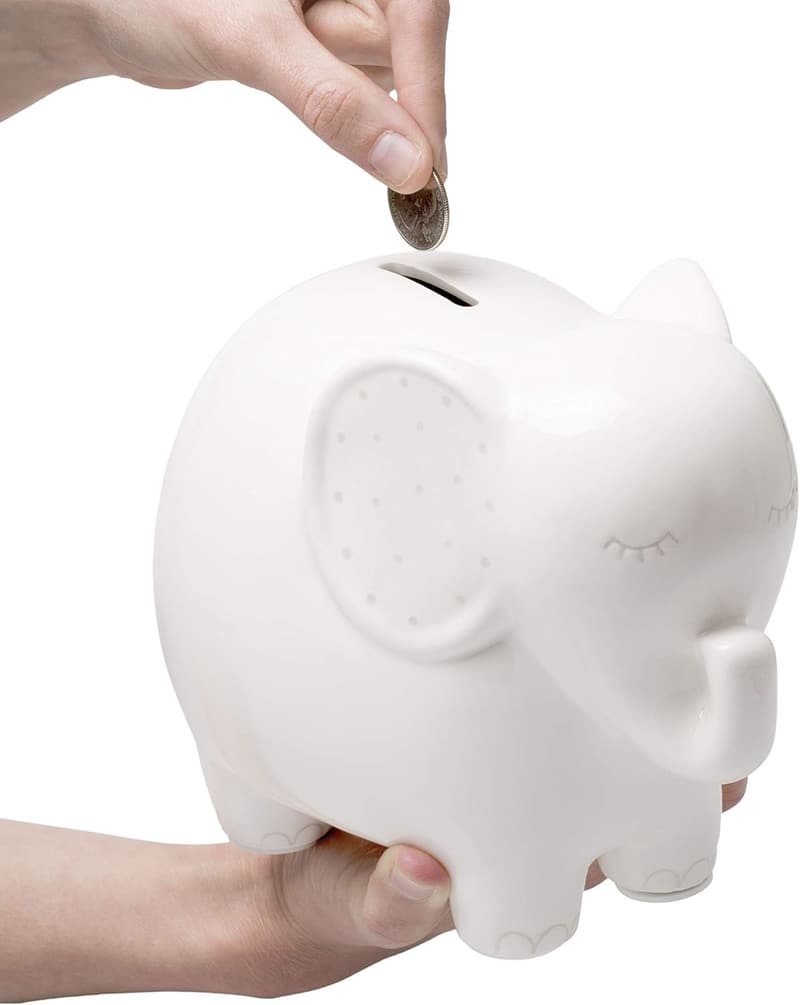 Ceramic Elephant Bank - Gender-Neutral Nursery Décor
