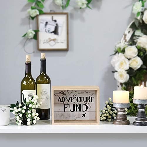 Adventure Fund Wooden Box with World Map Design for Weddings and Celebrations
