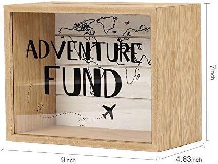 Adventure Fund Wooden Box with World Map Design for Weddings and Celebrations