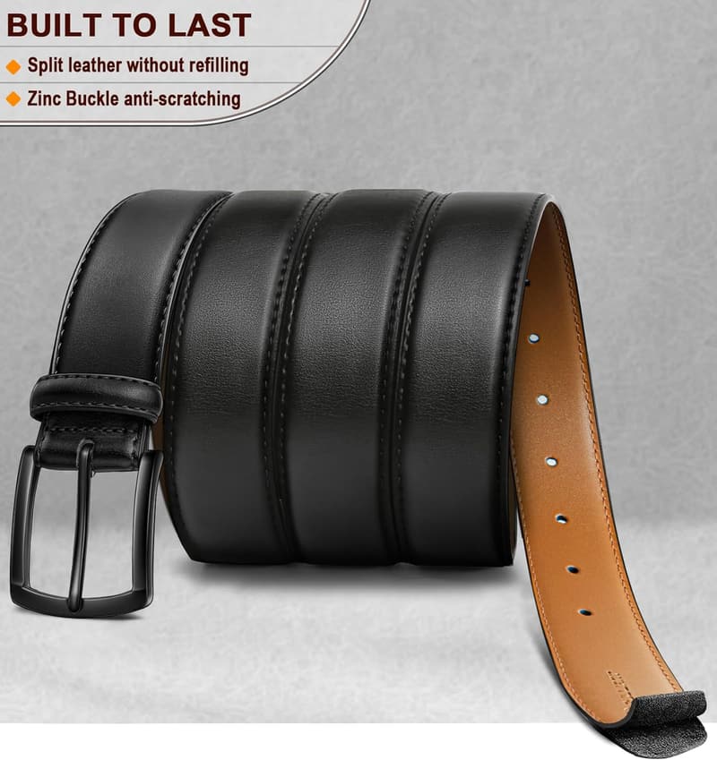 Genuine Leather Belt for Men - Dress/Casual, 1 3/8
