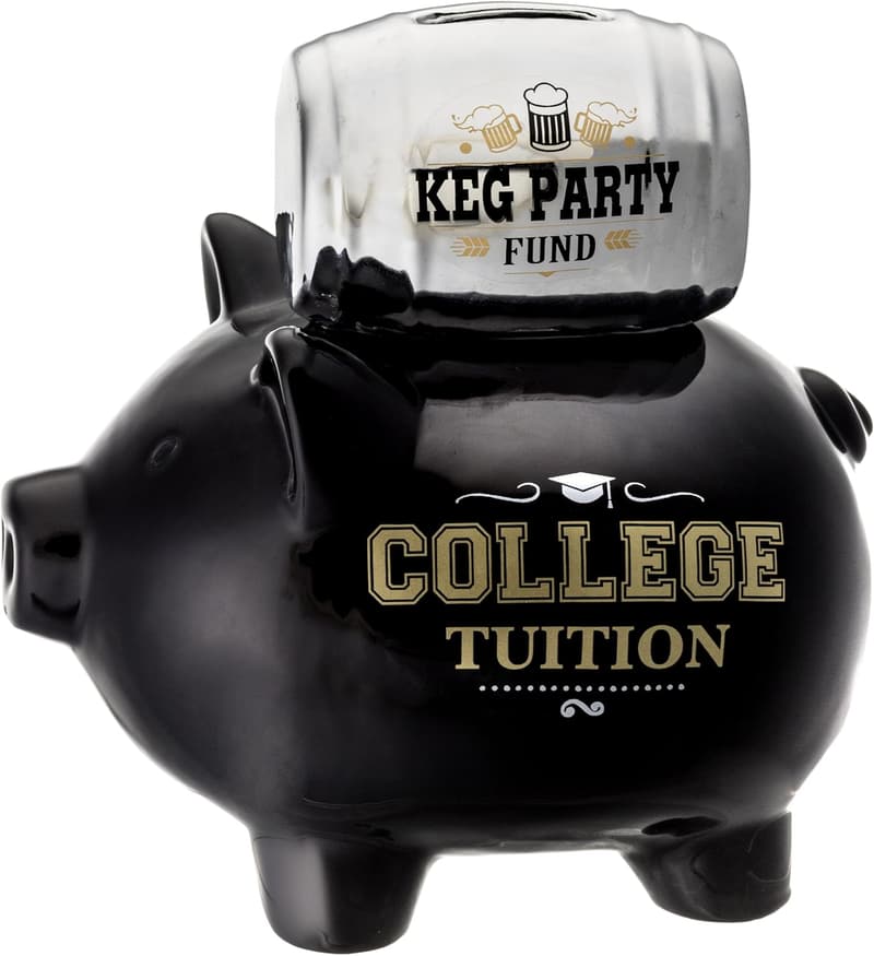 Money Savings Piggy Bank for Adults - Black Keg Party Design