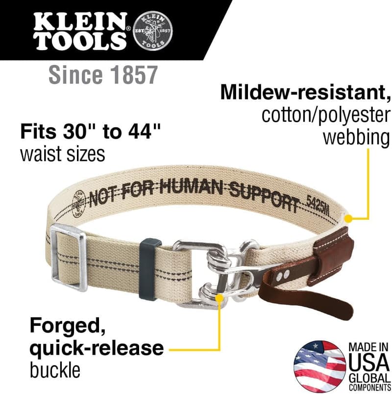 Klein Tools 5425M Work Belt with Quick-Release Buckle