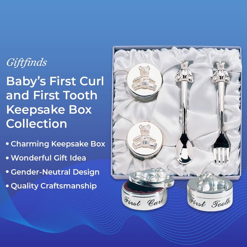Baby's First Curl & Tooth Keepsake Box - Teddy Bear Design