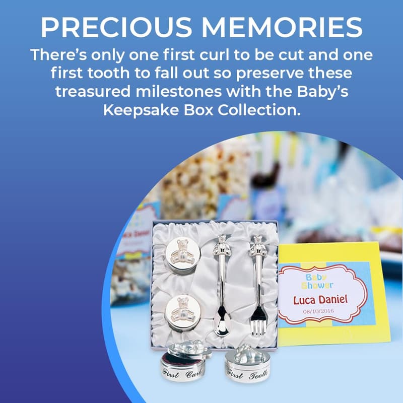 Baby's First Curl & Tooth Keepsake Box - Teddy Bear Design