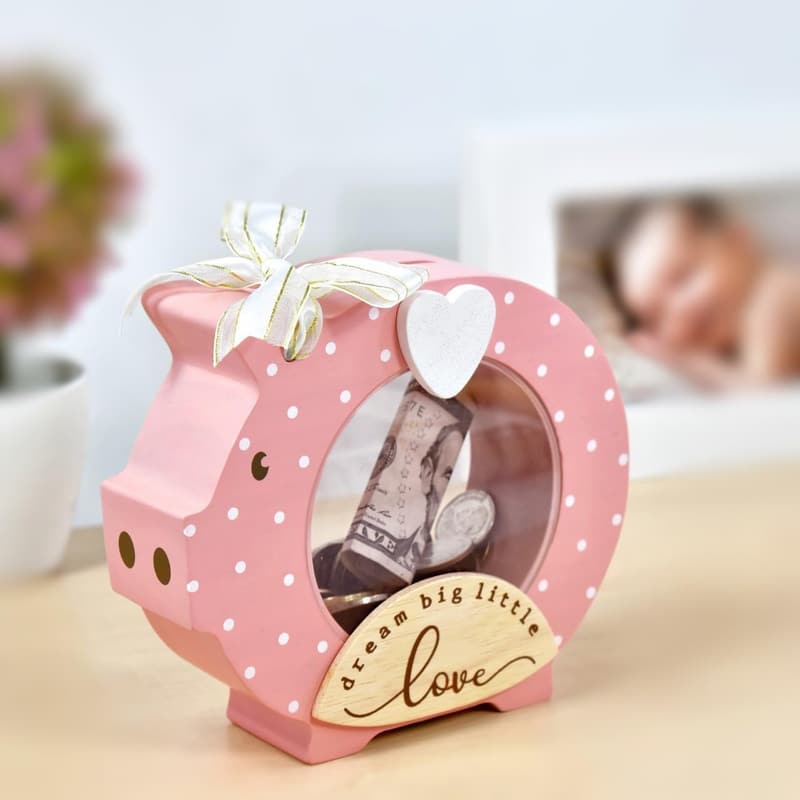 Baby Girl Birthday Solid Wood Piggy Bank - 