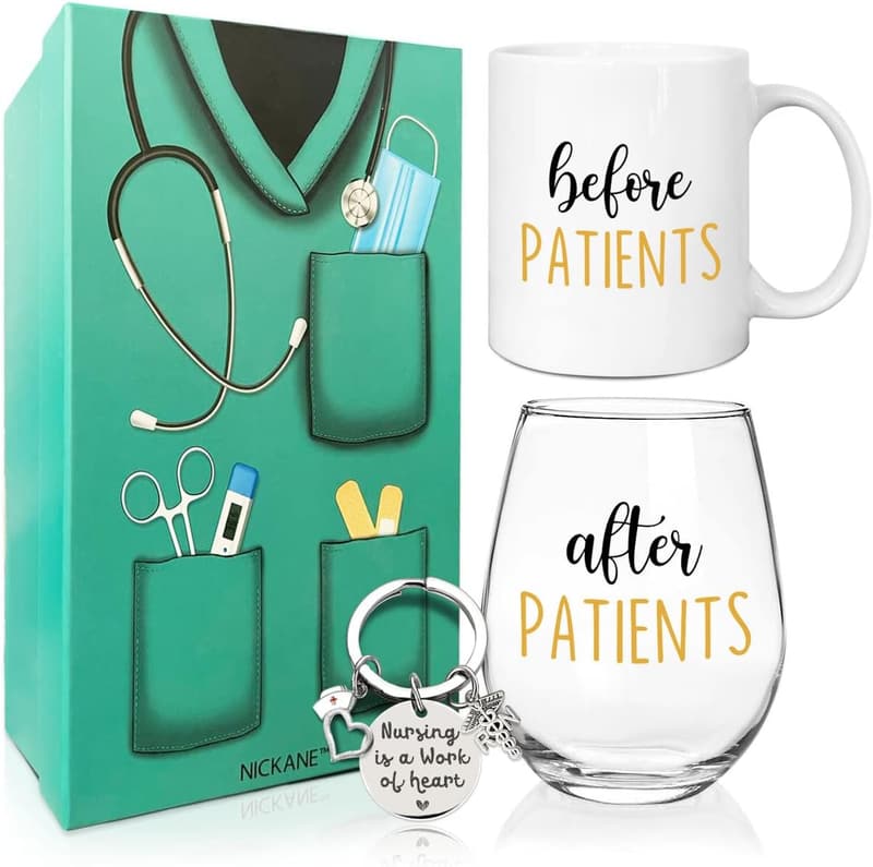 Nurse Graduation Gift | Before & After Coffee Mug & Wine Glass Set