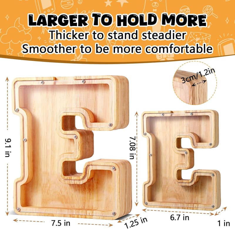 Wooden Alphabet Piggy Bank for Toddlers - 生日禮物