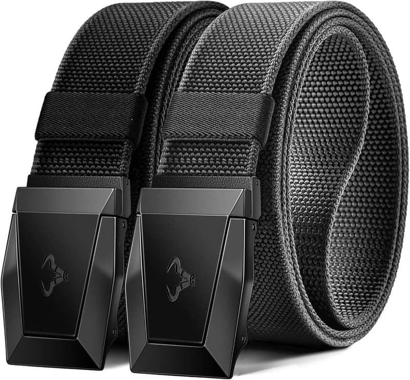 Outdoor Men's Stretch Nylon Web Belts - 2 Pack with Quick Release