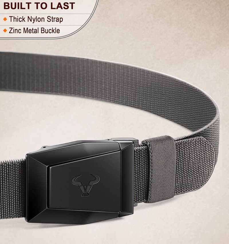 Outdoor Men's Stretch Nylon Web Belts - 2 Pack with Quick Release