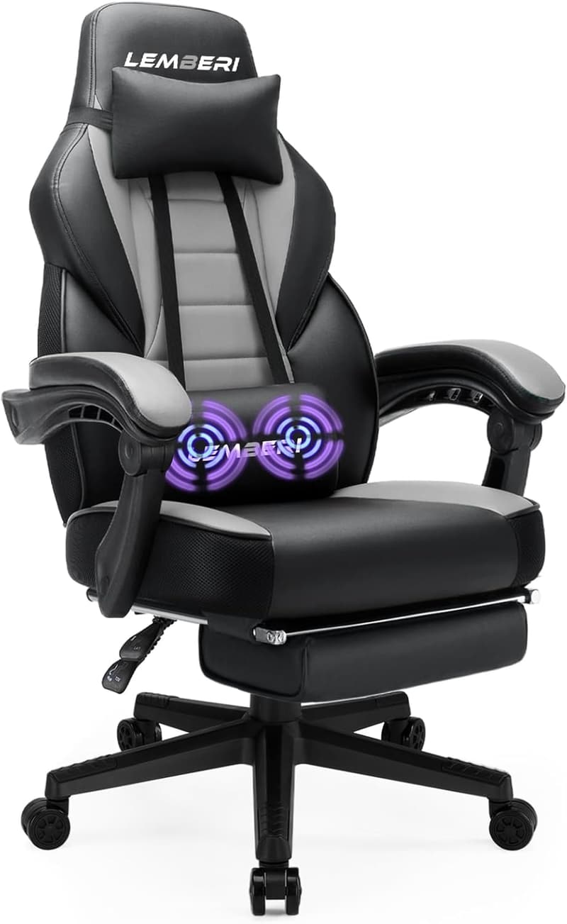 Ergonomic Gaming Chair with Footrest for Big & Tall Adults