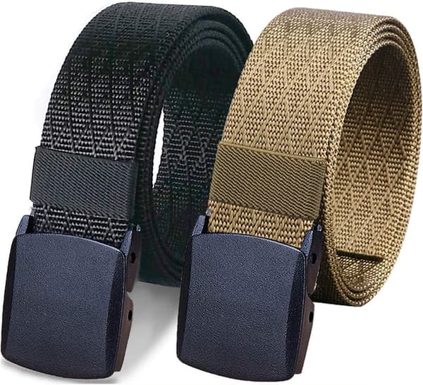 Men's Tactical Web Belts - 2 Pack Nylon Military Work Belts