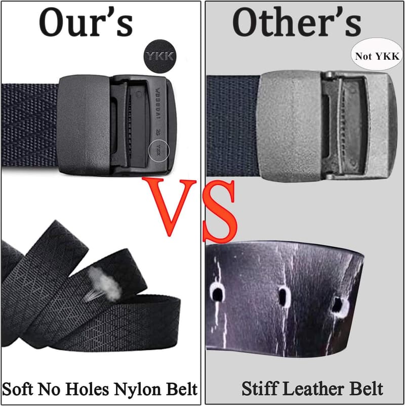 Men's Tactical Web Belts - 2 Pack Nylon Military Work Belts