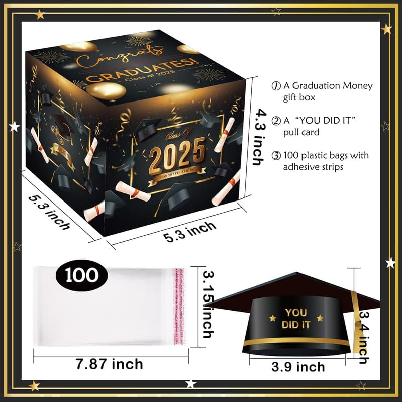Graduation 2025 Money Box with Pull-Out Card for Students