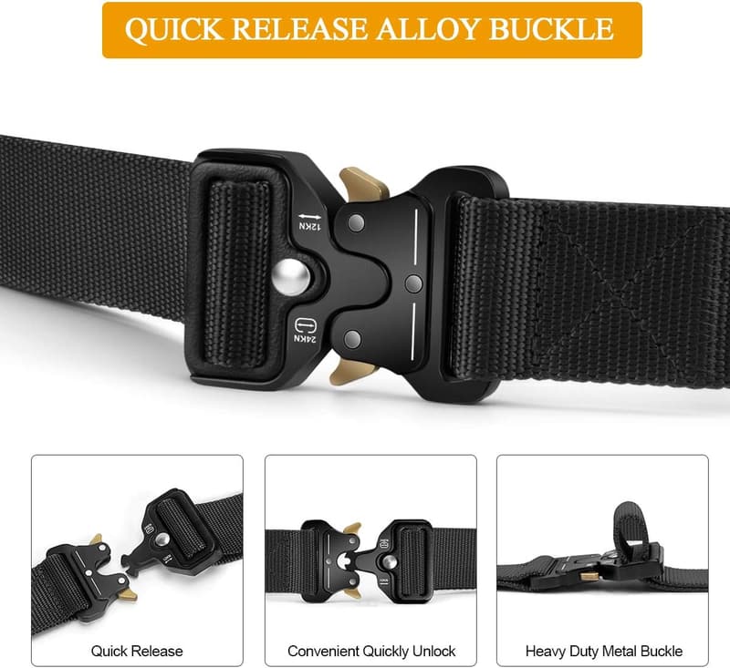 Men's Tactical Nylon Belt with Quick Release Buckle and Molle Pouch