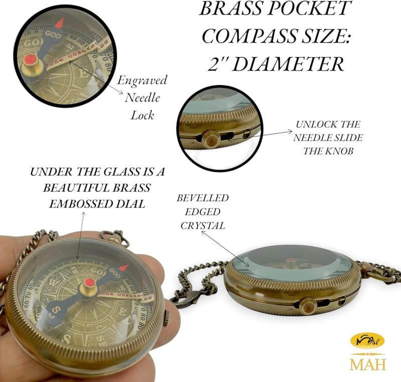 Handmade Brass Compass Gift for Grandson - Birthday, Graduation