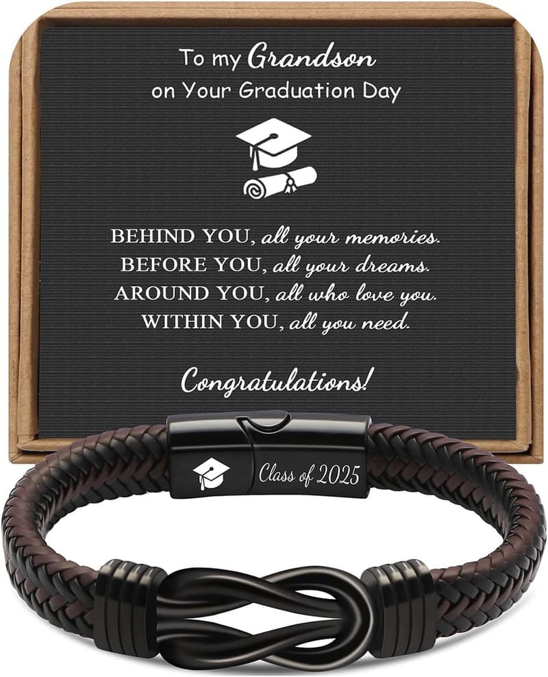 2025 Graduation Leather & Stainless Steel Knot Bracelet