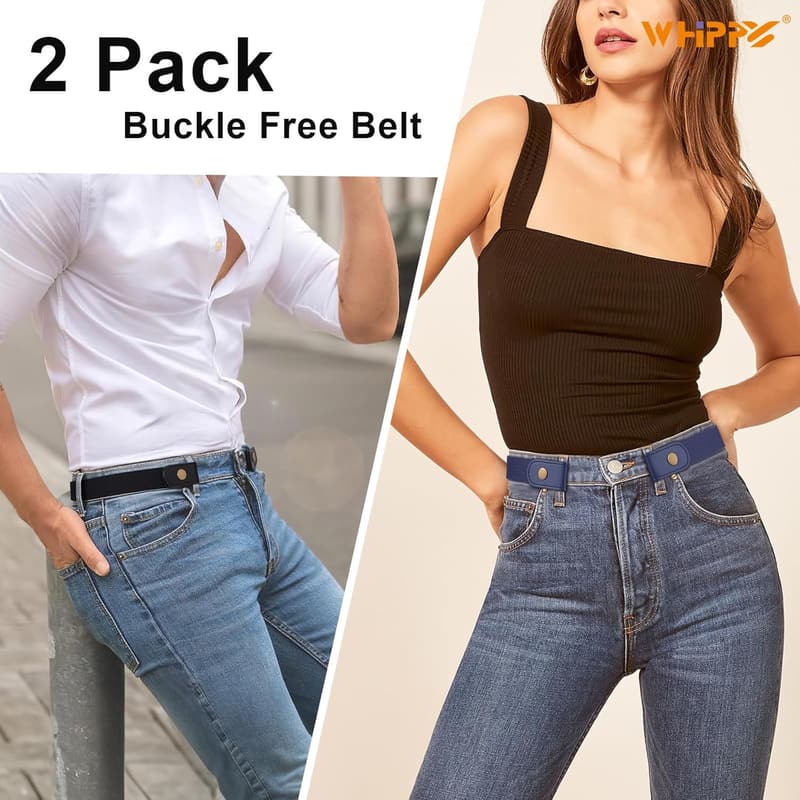 Buckle-Free Elastic Belt Set for Men and Women