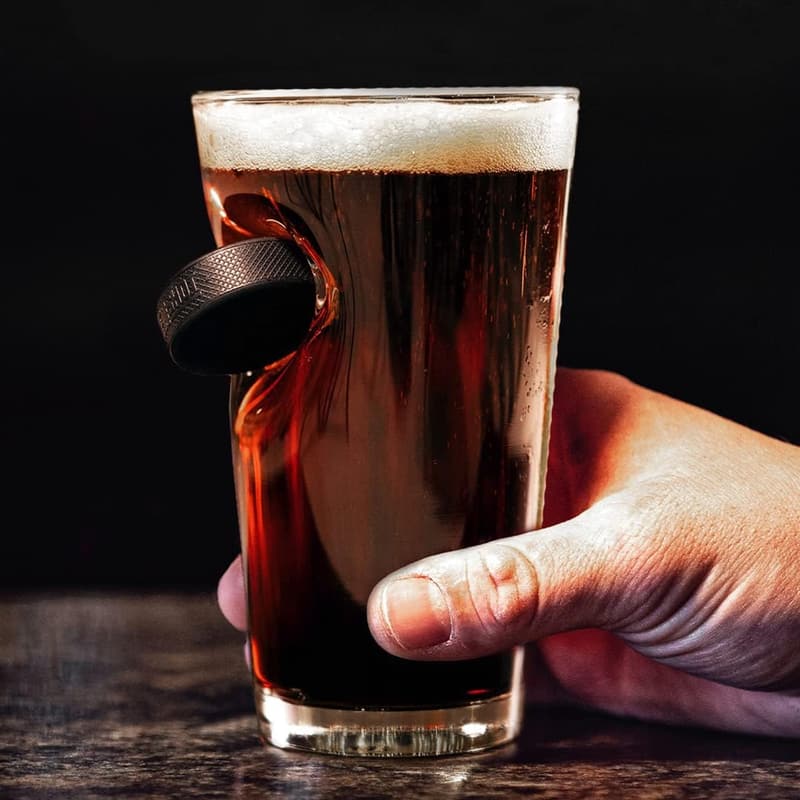 BenShot Hockey Puck Glasses - USA-Made Pint & Wine Set