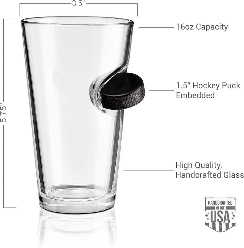 BenShot Hockey Puck Glasses - USA-Made Pint & Wine Set