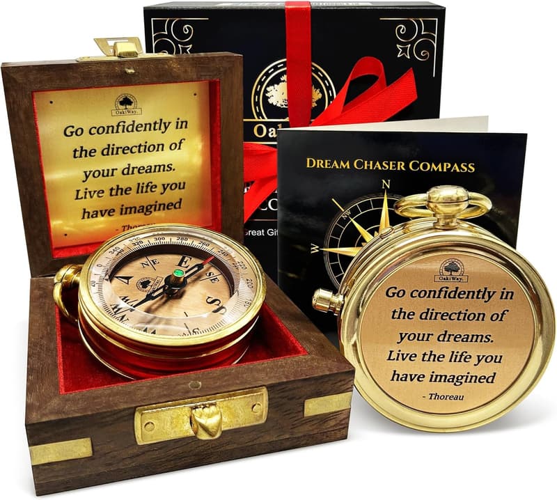 2025 Graduation Gift: Dream Chaser Compass in Wooden Box
