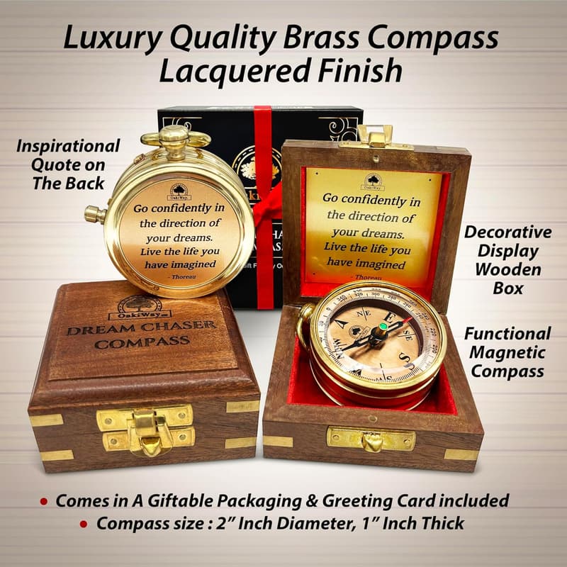 2025 Graduation Gift: Dream Chaser Compass in Wooden Box