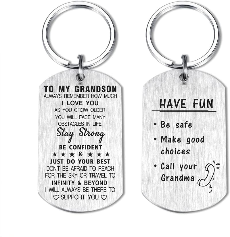 Christmas Keychain Gift for Grandson from Grandma Grandpa