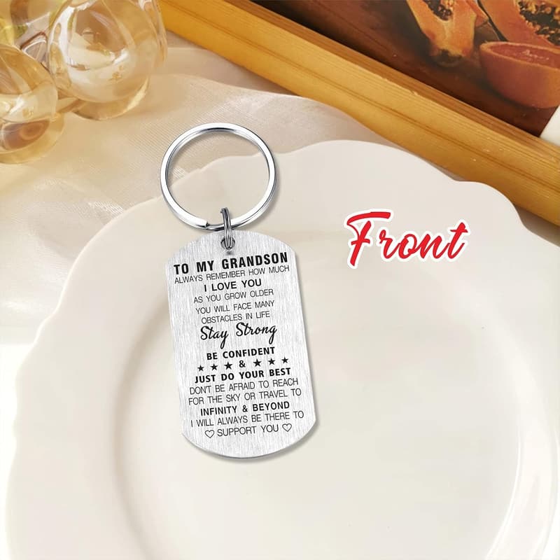 Christmas Keychain Gift for Grandson from Grandma Grandpa