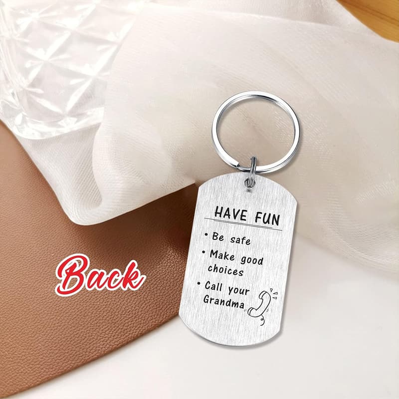 Christmas Keychain Gift for Grandson from Grandma Grandpa