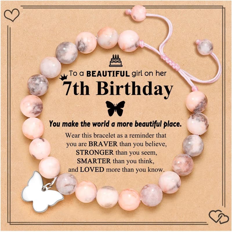 Birthday Butterfly Bracelet for Girls - Natural Stone Gift