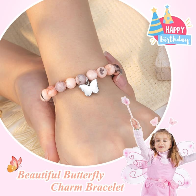 Birthday Butterfly Bracelet for Girls - Natural Stone Gift