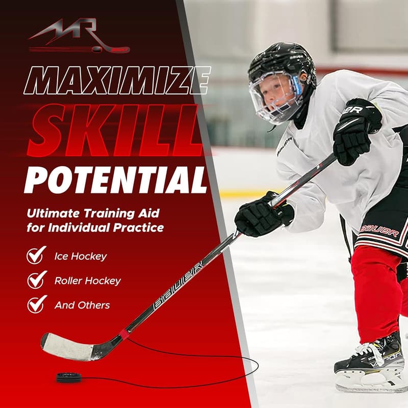 Portable Off-Ice Hockey Training Tool with Sturdy Bungee Line